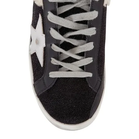 Golden Goose Sabot Shearling Lined Leather Slip On Sneakers Black White Size 10 - Picture 4 of 16